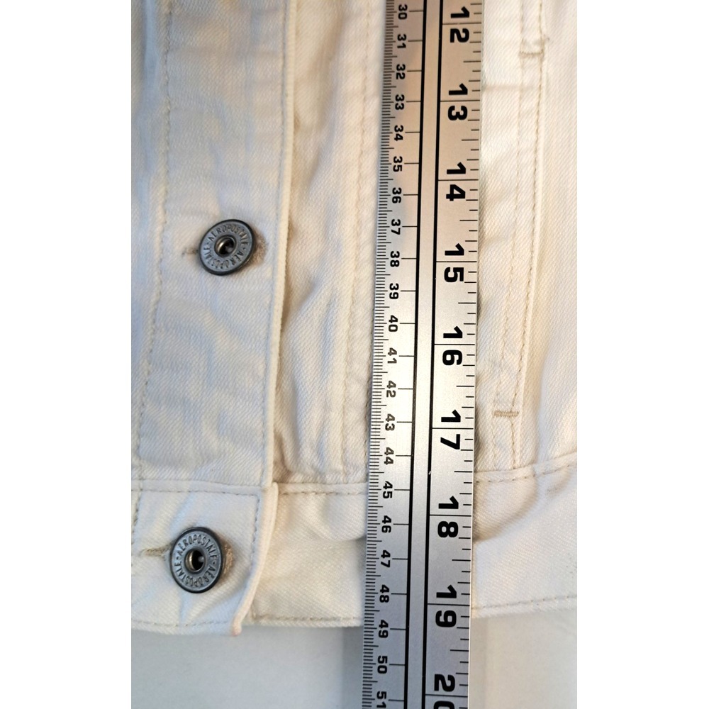 AEROPOSTALE White Denim Jean Jacket Womens XS Preppy Cleangirl Minimalist 90s - Picture 9 of 10